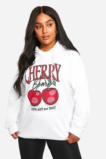 Plus Cherry Bomb Oversized Hoodie white