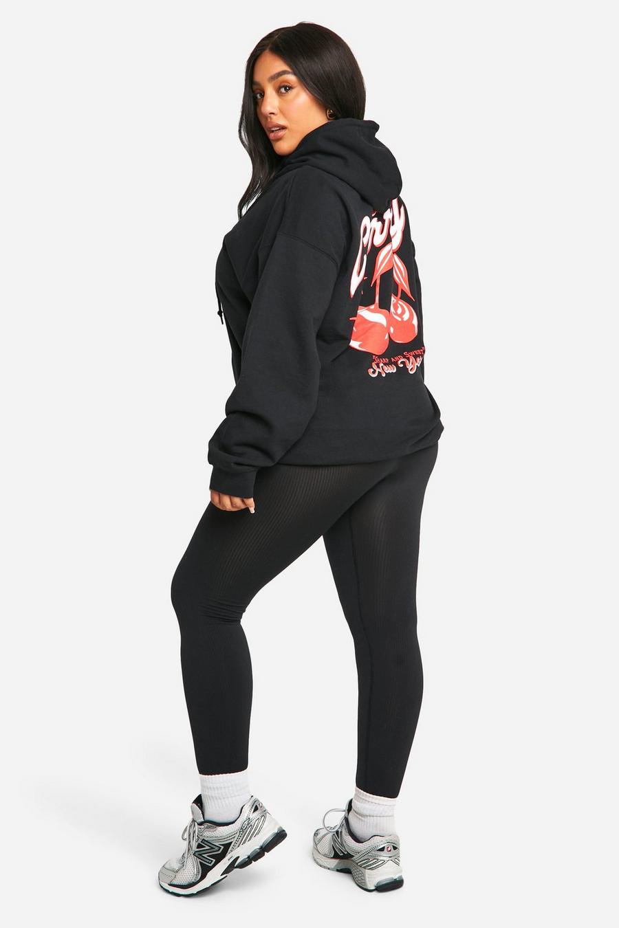 Black Plus Sour Cherry Oversized Hoodie  image number 1