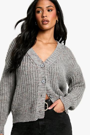 Grey Tall Chunky Knit Cardigan