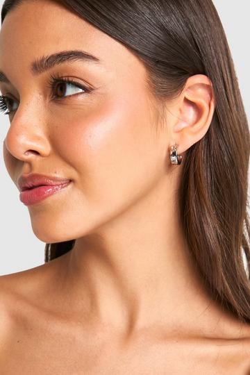 Embellished Mini Hoop Earrings silver