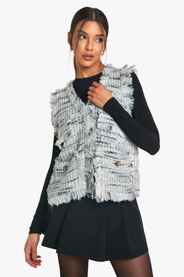 Gebreide Mergel Gilet Met Kwastjes black