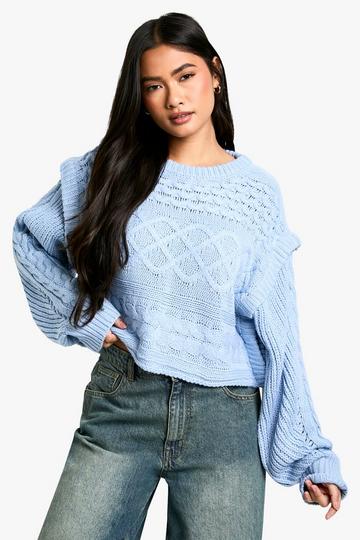 Premium Cable Knit Oversized Jumper dusty blue