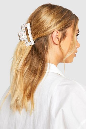 Ditsy Floral Claw Clip white