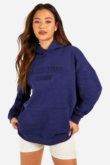 Dsgn Studio Embossed Oversized Hoodie navy