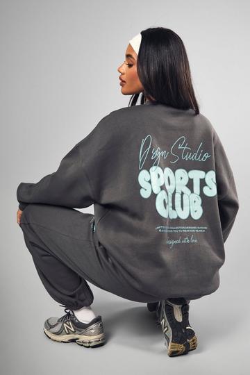 Dsgn Studio Sports Bubble Slogan Oversized Sweatshirt charcoal