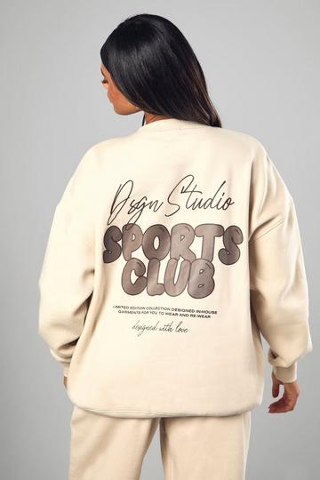 Dsgn Studio Sports Bubble Slogan Oversized Sweatshirt stone