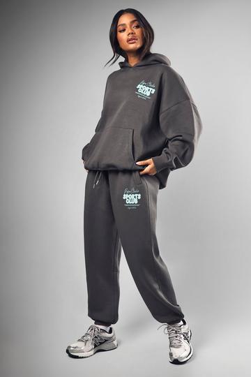 Dsgn Studio Sports Bubble Slogan Cuffed Oversized Jogger charcoal