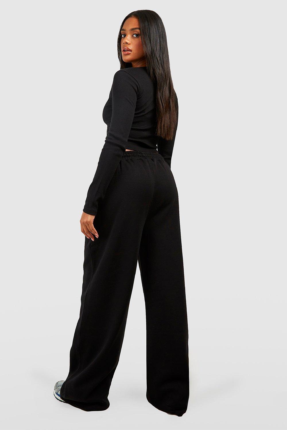 Double Zip Long Sleeve Rib Top And Straight Leg Jogger Set