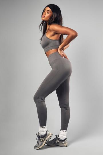 Boohoo Basics Seamless Rib Legging charcoal