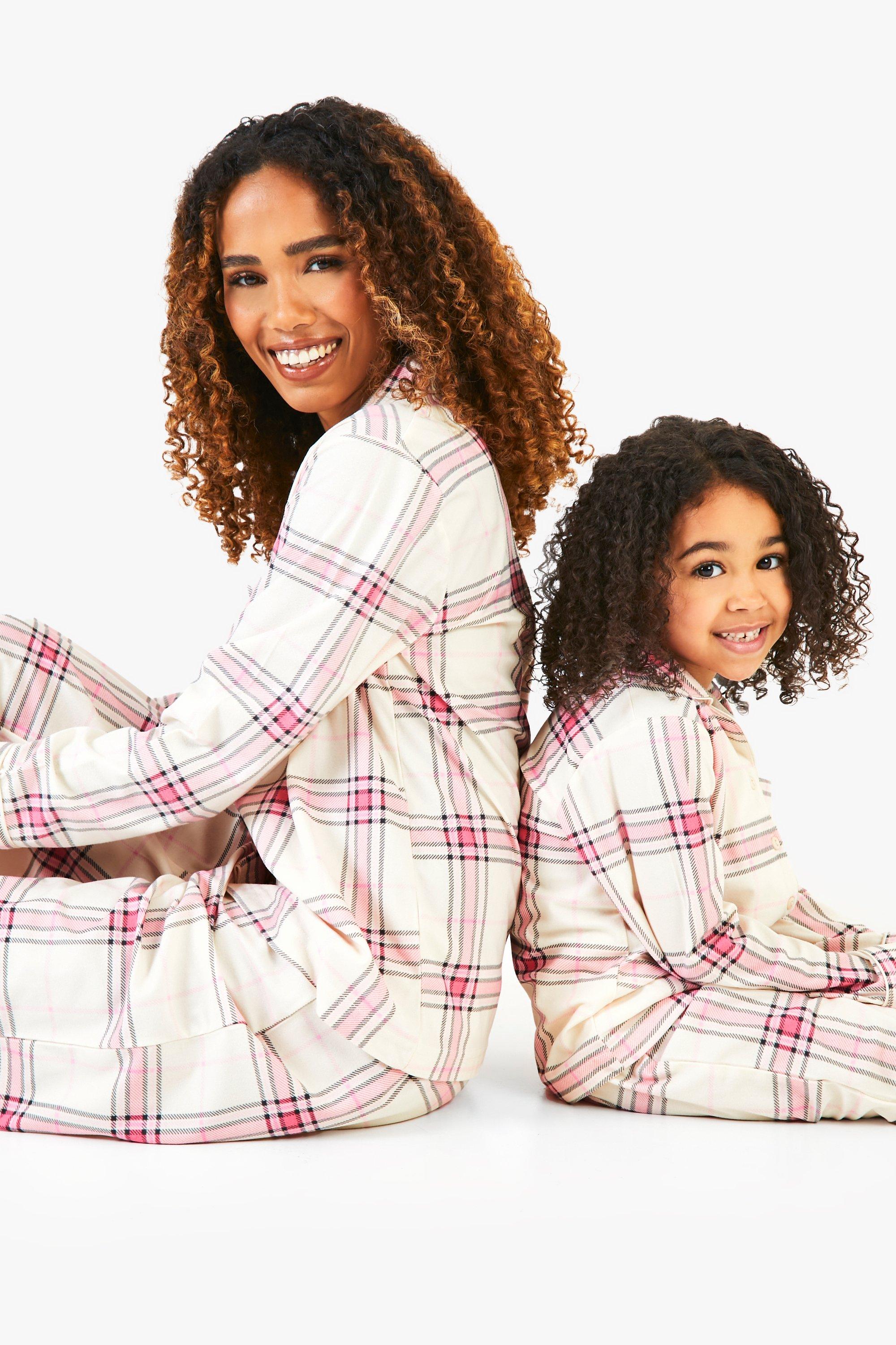 Mini Me Matching Pink Check Pyjamas boohoo UK