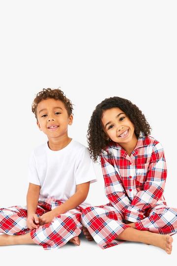 Kids Mini Me Matching Check Family Pjs red