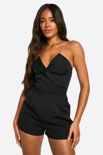 Getailleerde Strapless Playsuit black