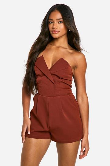 Tailored Bandeau Playsuit wine