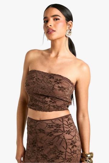 Velvet Lace Bandeau Top mocha