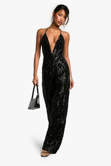 Demask Plunge Strappy Jumpsuit black