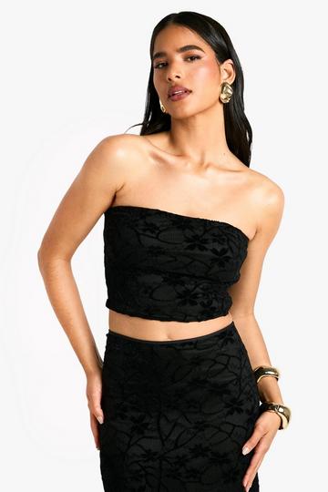 Kanten Fluwelen Bandeau Top black