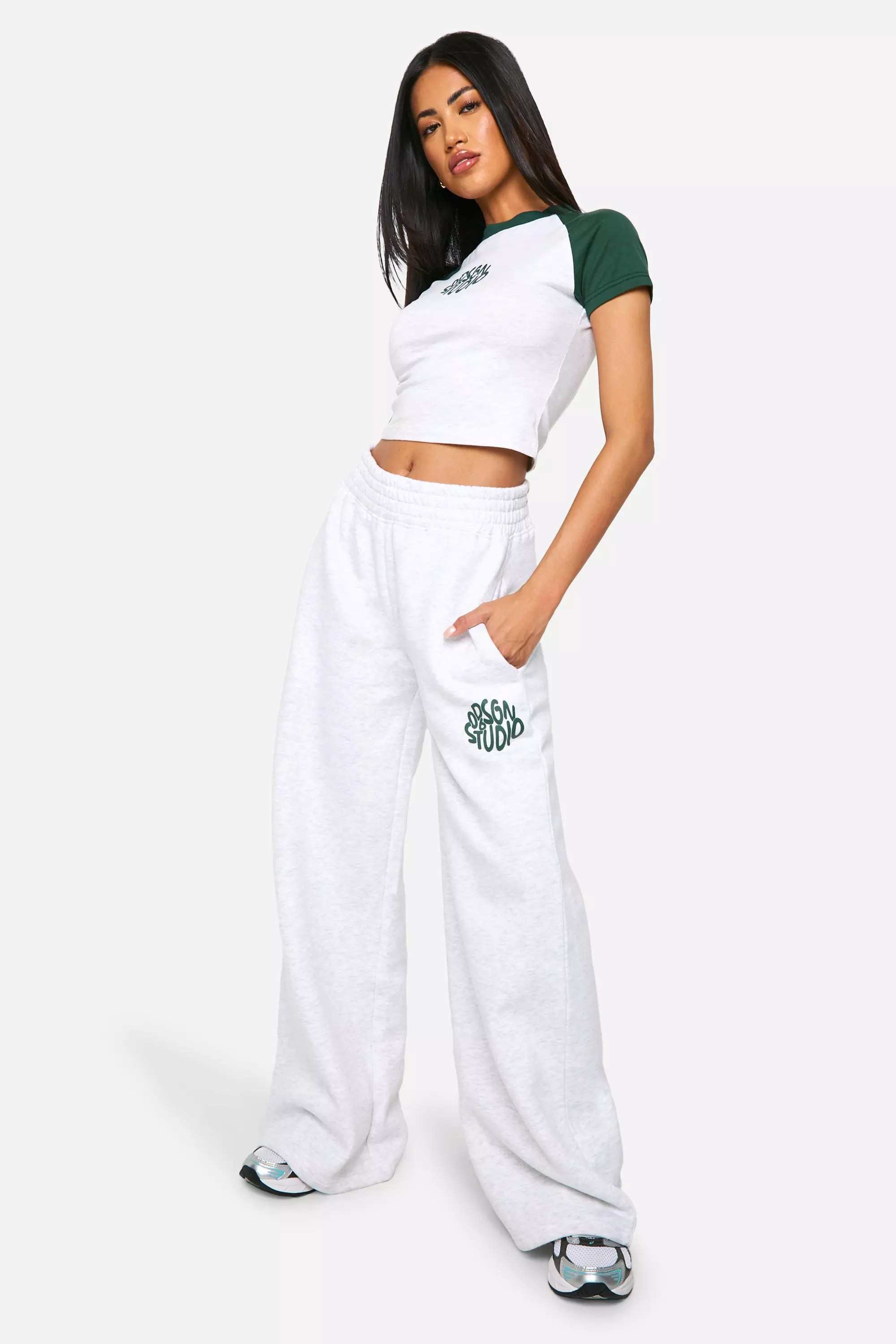 Ash grey Dsgn Studio Printed Colour Block Ringer Baby Tee And Straight Leg Jogger Set  alternative image