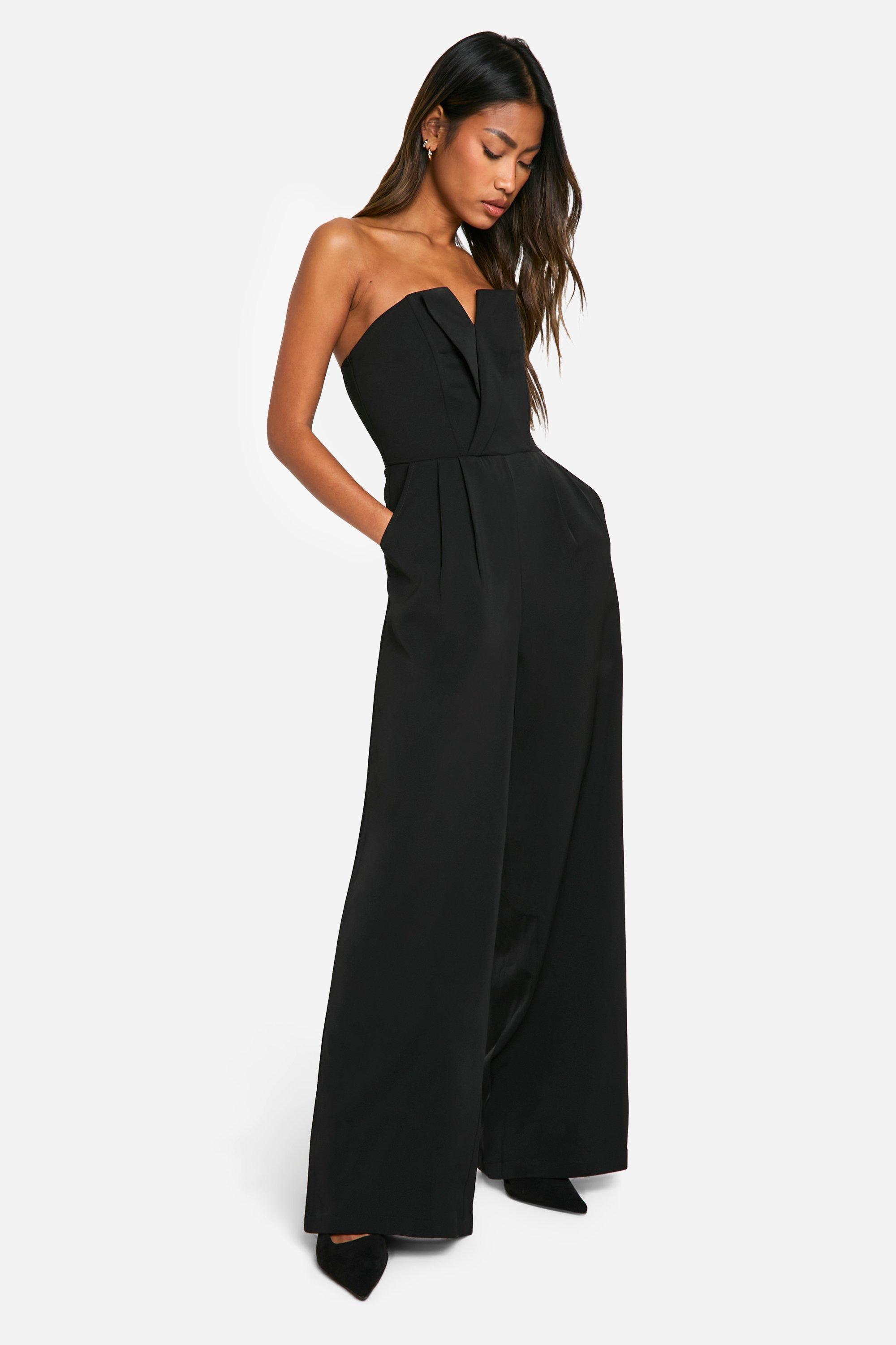 Black bandeau jumpsuit uk online