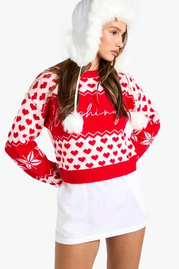 Sleighing Heart Detail Jumper red