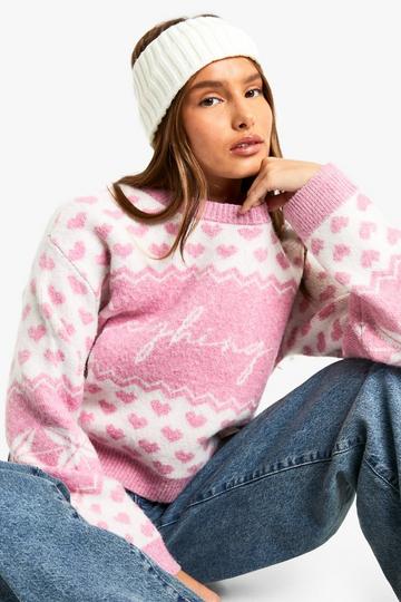 Sleighing Heart Detail Jumper pink