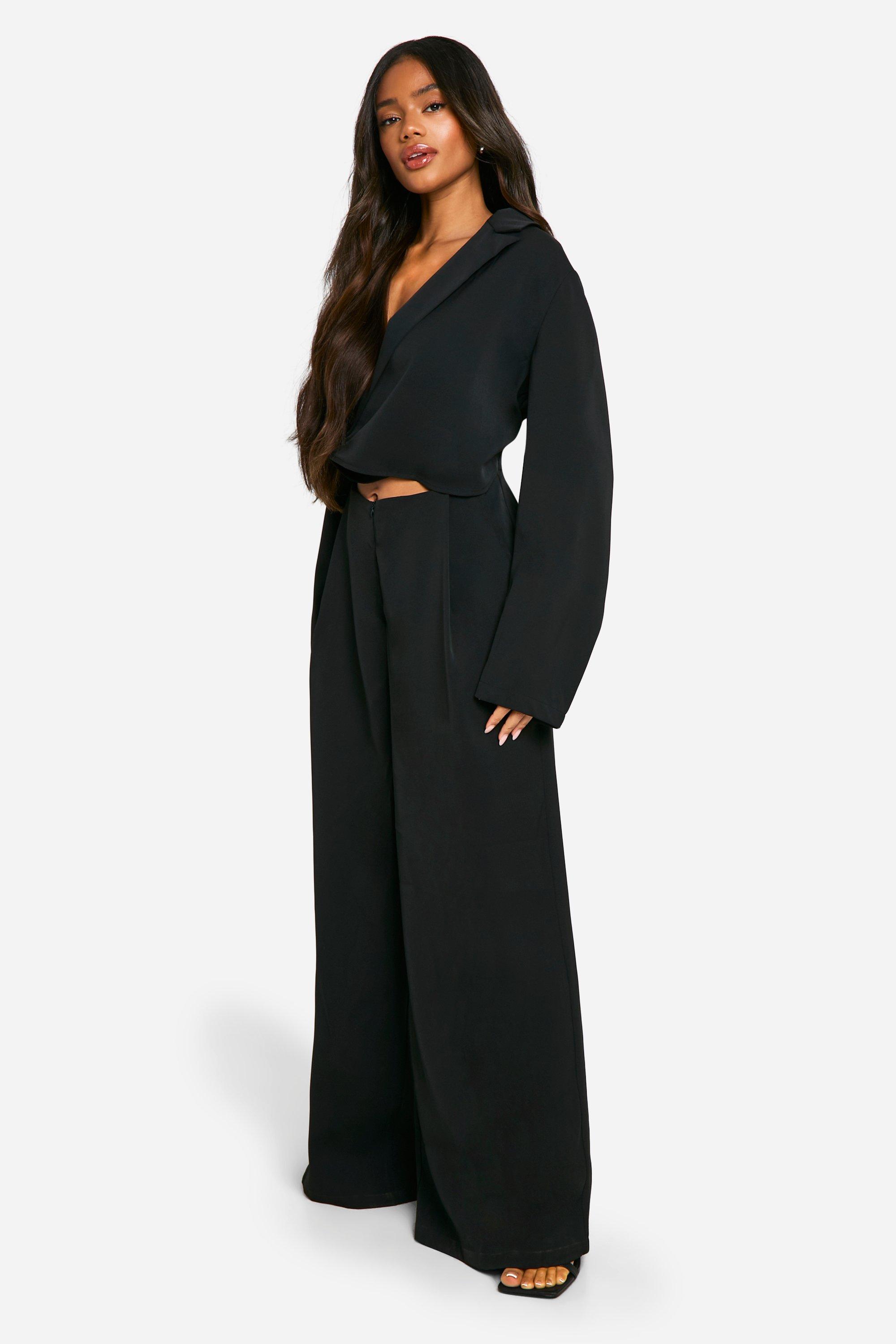 boohoo Women s Blazer Wide Leg Jumpsuit Black Full Length Jumpsuits