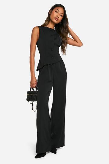 Wide Leg Jas Jumpsuit Met Tailleband black