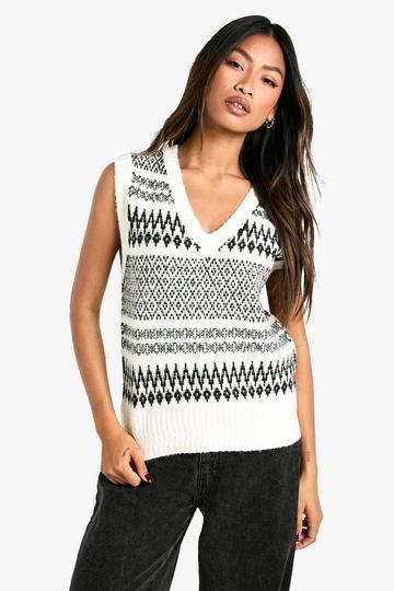 Fairisle Knitted Christmas Tank black