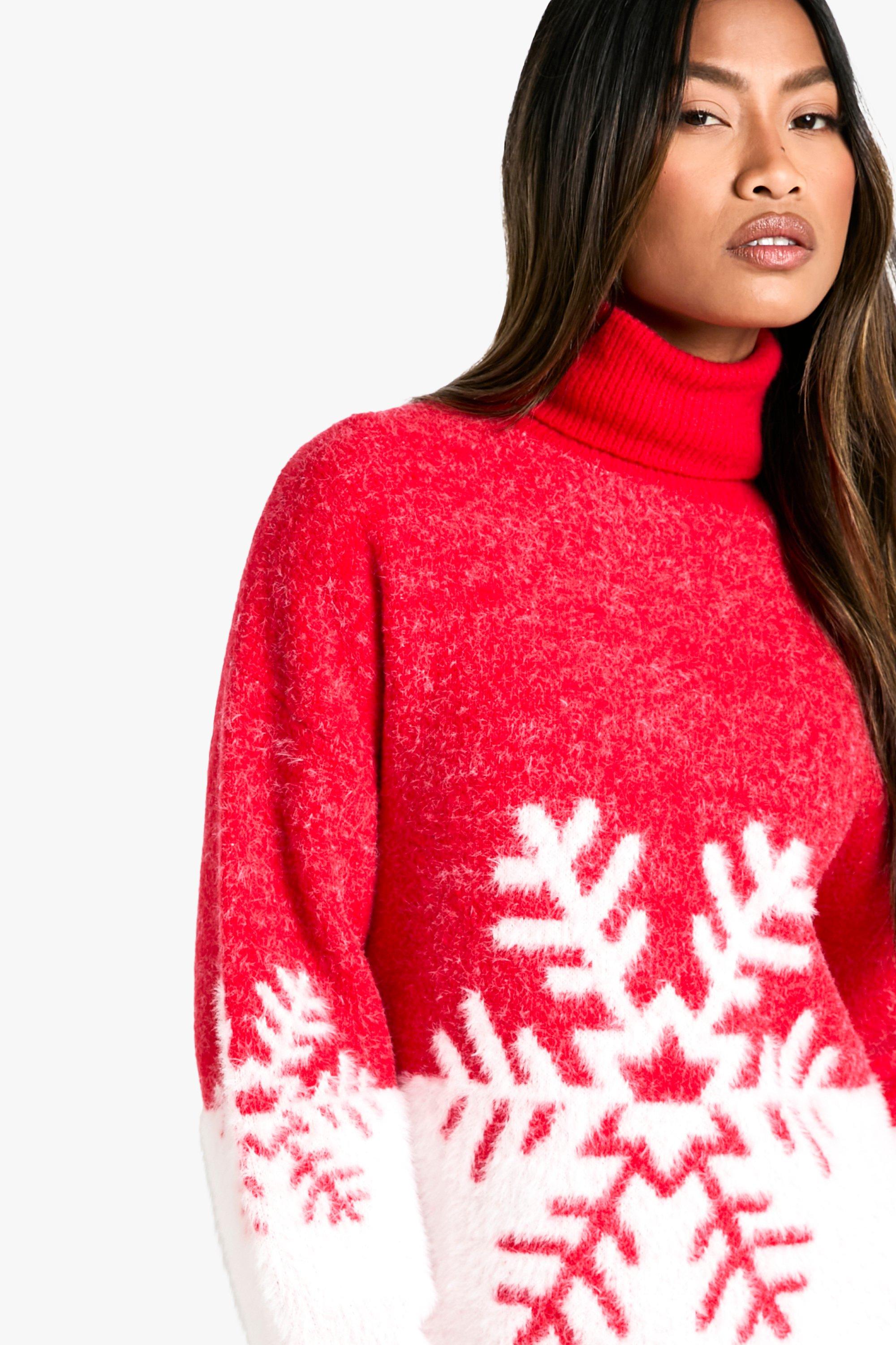 Snowflake Knitted Christmas Jumper Dress boohoo DK