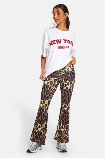 Multi Leopard Print Low Waist Flare Pants