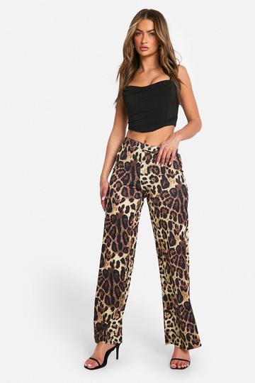 Multi Leopard Print Wide Leg Trouser