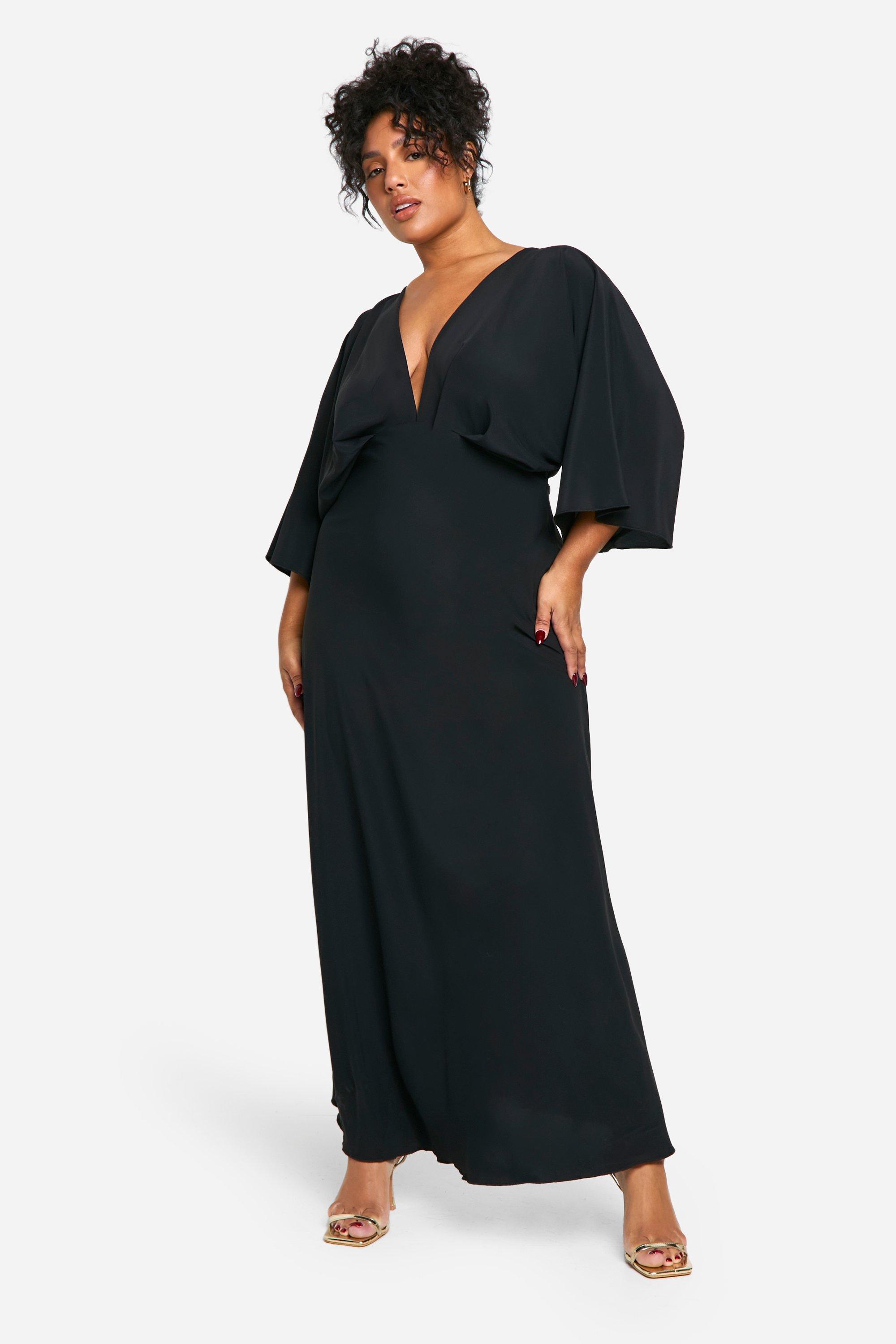 【BELLIALEU】Angel dress Black Women's Plus Size Angel Midi Black Dress