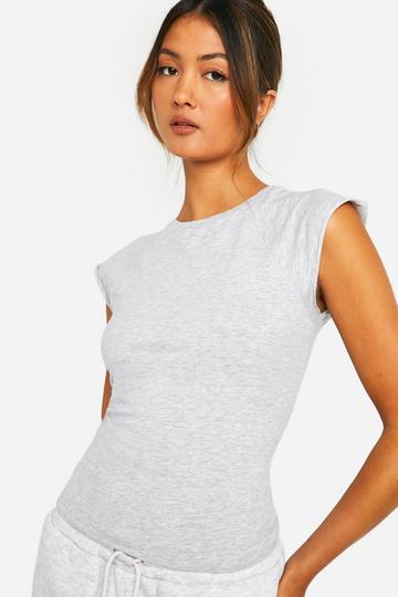 Basic Top Met Lettuce Edge En Kapmouwen grey marl