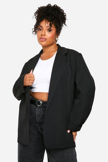 Boohoo Basics Plus Essential Relaxed Edge to Edge Turn Up Cuff Blazer black