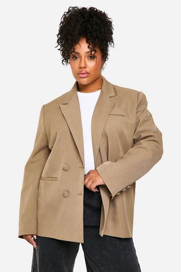 Plus Essential Oversized Double Breasted Blazer mocha