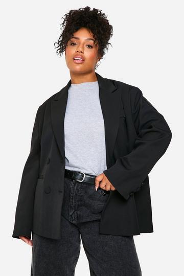 Plus Essential Oversized Double Breasted Blazer black