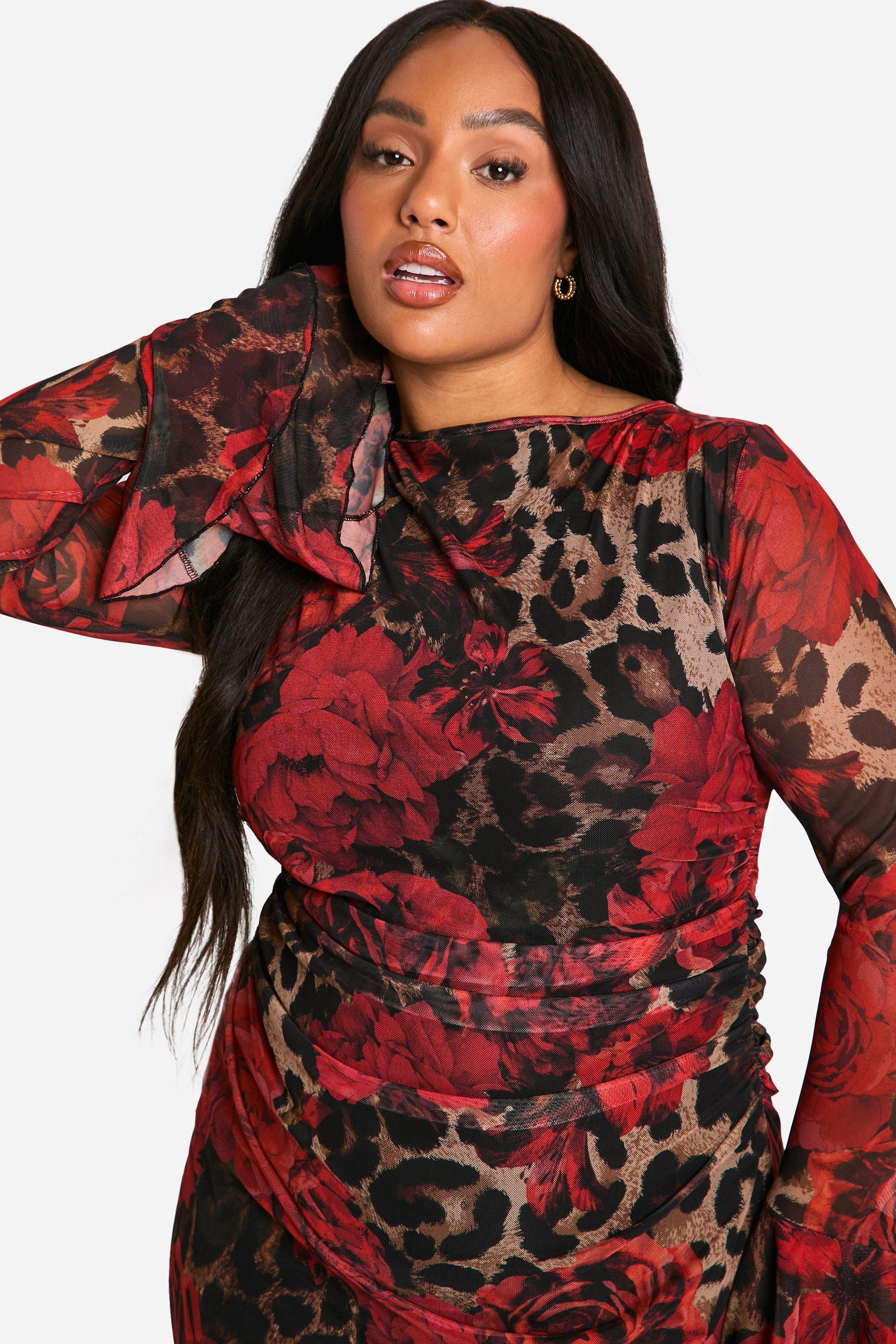 Boohoo red leopard dress hotsell