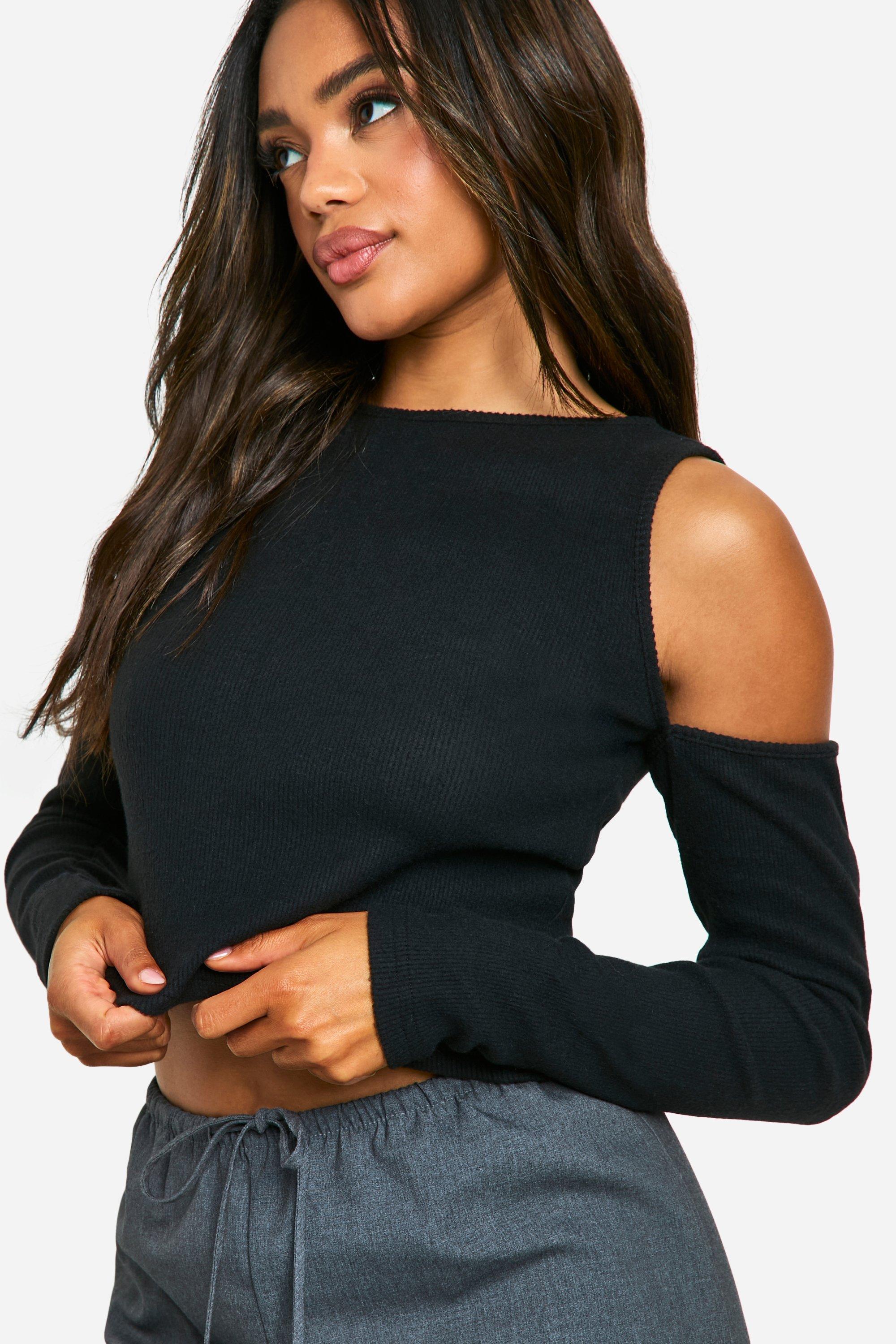 Boohoo cold shoulder tops hotsell