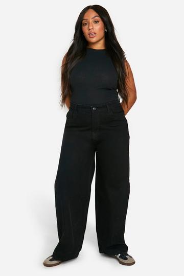 Boohoo Basics Plus Straight Leg Jeans true black