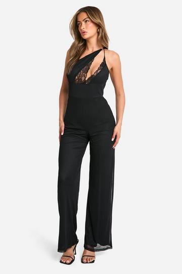 Lace Asymmetric Jumpsuit black