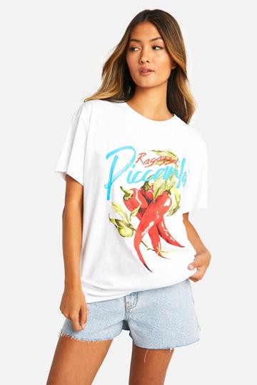 Picante Chilli Printed Oversized T-shirt white