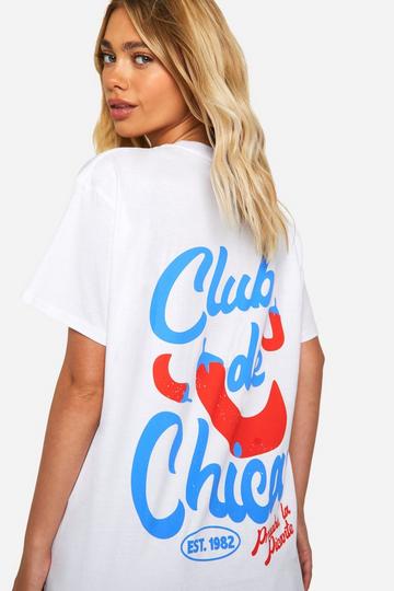 Club De Chicas Chilli Printed Oversized T-shirt white