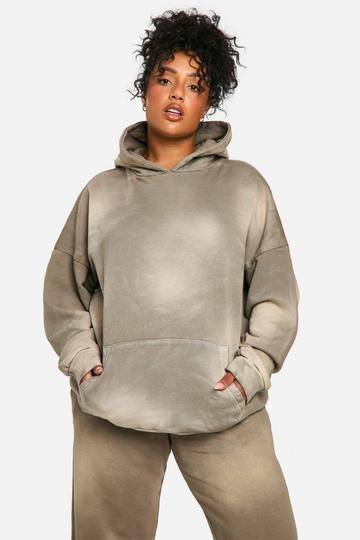 Plus Sunbleach Wash Oversized Hoodie taupe