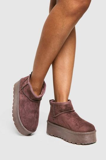 Chocolate Brown Platform Ultra Mini Cosy Boots