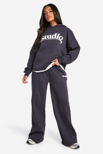 Dsgn Studio Slogan Deep Waistband Straight Leg Sweatpant midnight