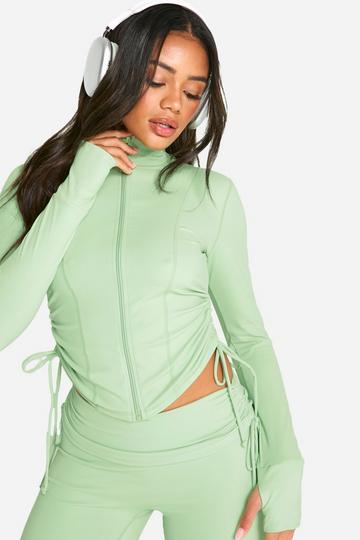 Dsgn Studio Supersoft Sculpt Ruched Side Sports Jacket green