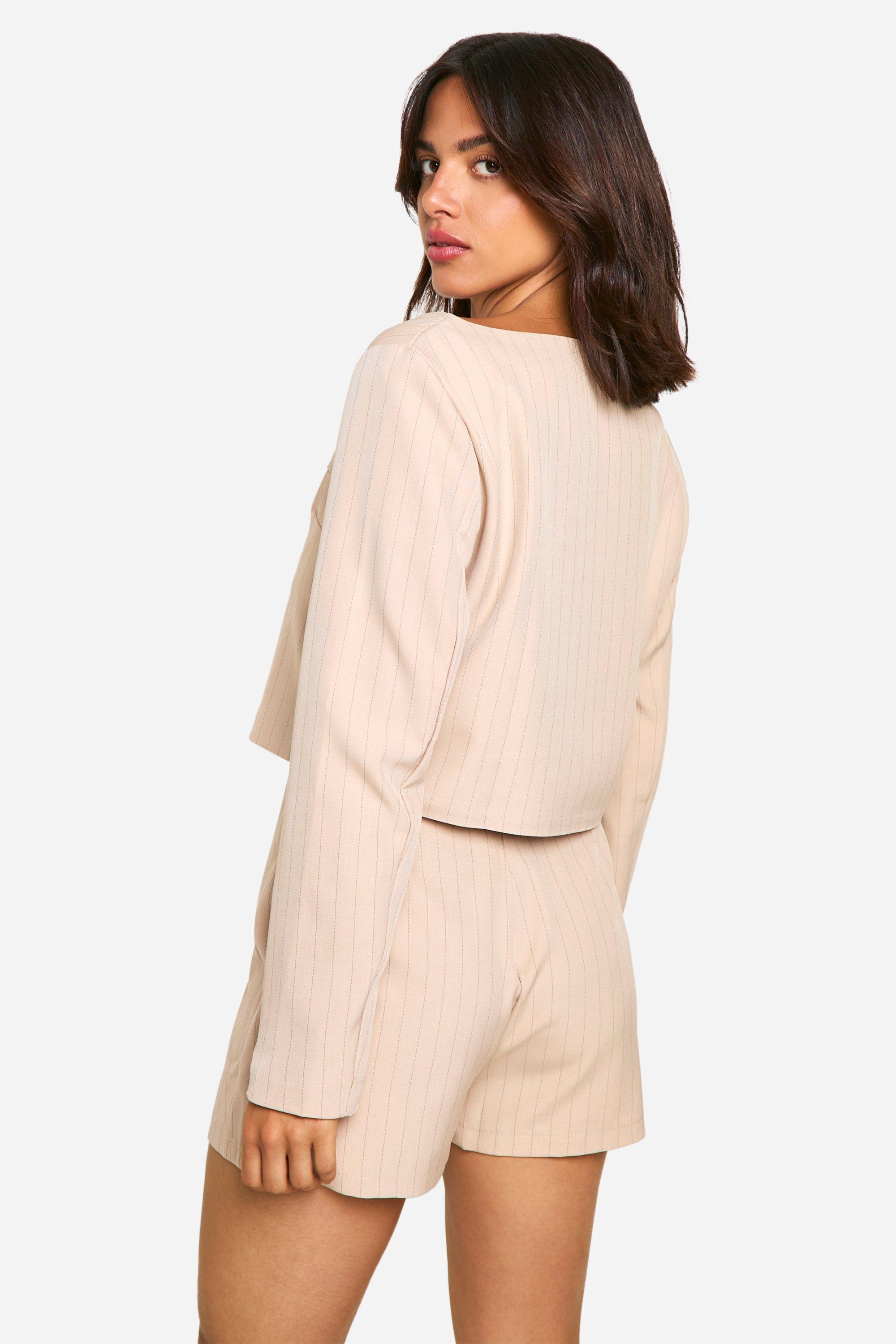 Collarless cropped blazer store