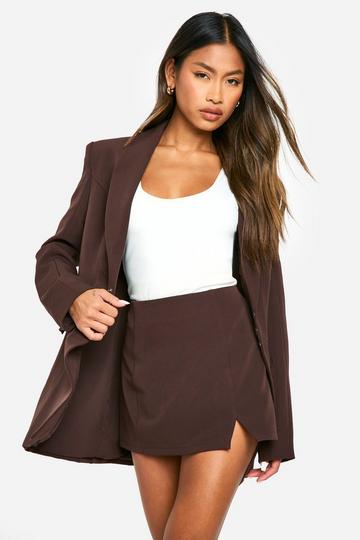 Split Front Micro Mini Skirt chocolate