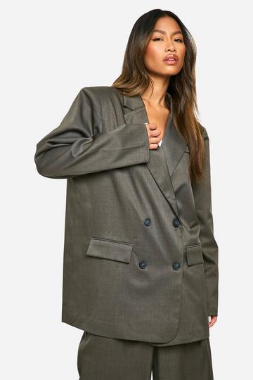 Marl Oversized Slouchy Longline Blazer grey-khaki