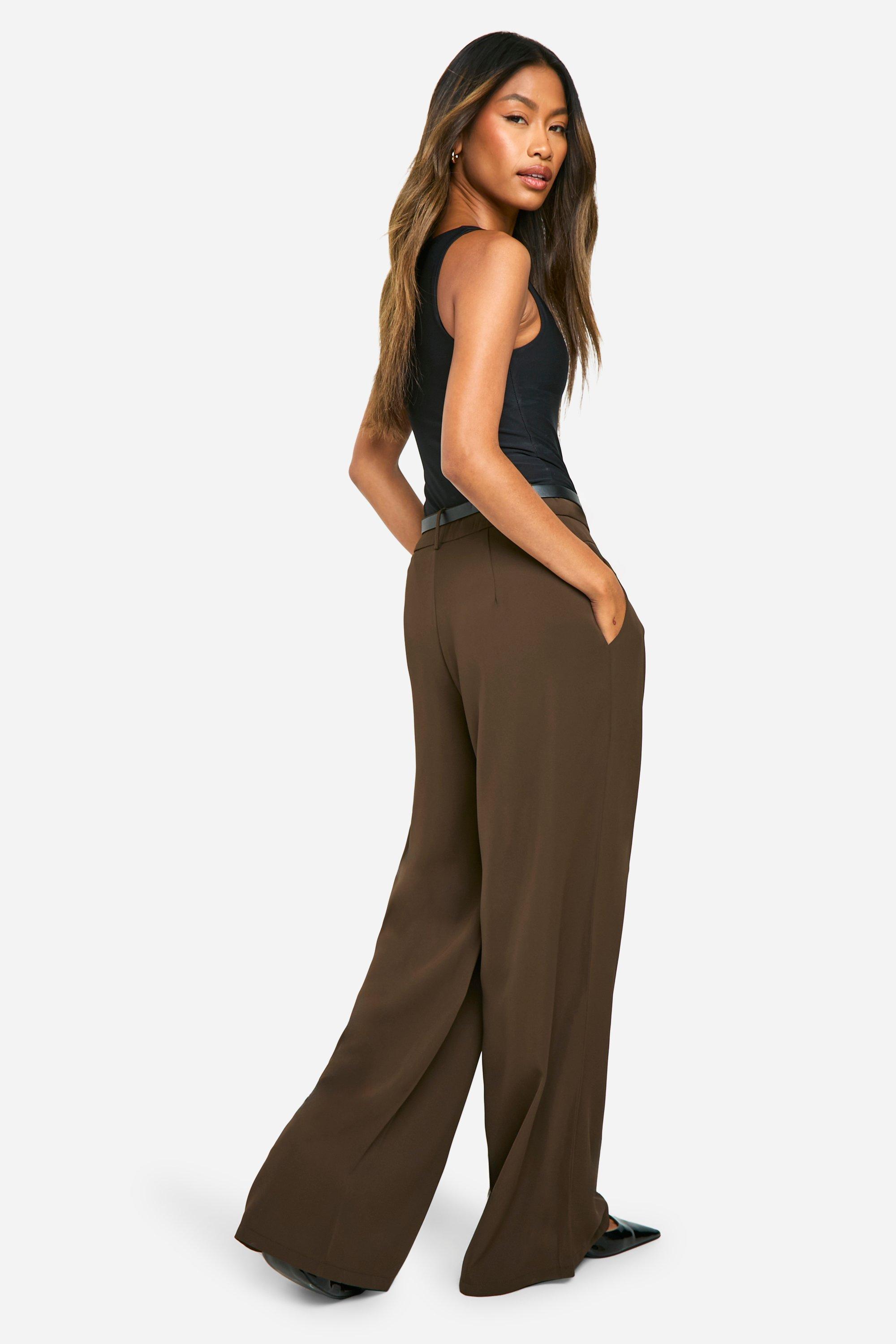 Fluid Belted Wide Leg Trousers | boohoo CA