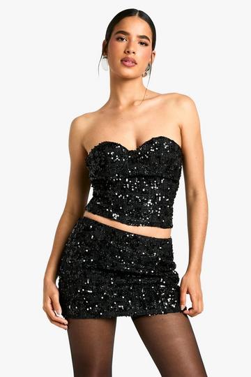 Premium Sequin Boucle Corset black